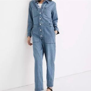 Denim Relaxed Coverall Jumpsuit in Glenroy Wash Small